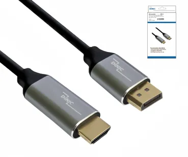 DINIC Premium Displayport auf HDMI Kabel, 4K@60Hz, 3D, HDR, 1x DP auf 1x HDMI Stecker, Box, 1m